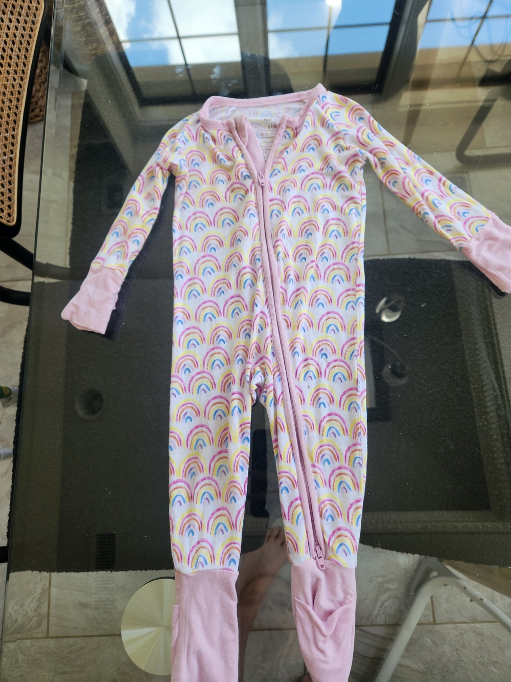 Little Sleepies Pink Rainbow Zip Footed One-Piece